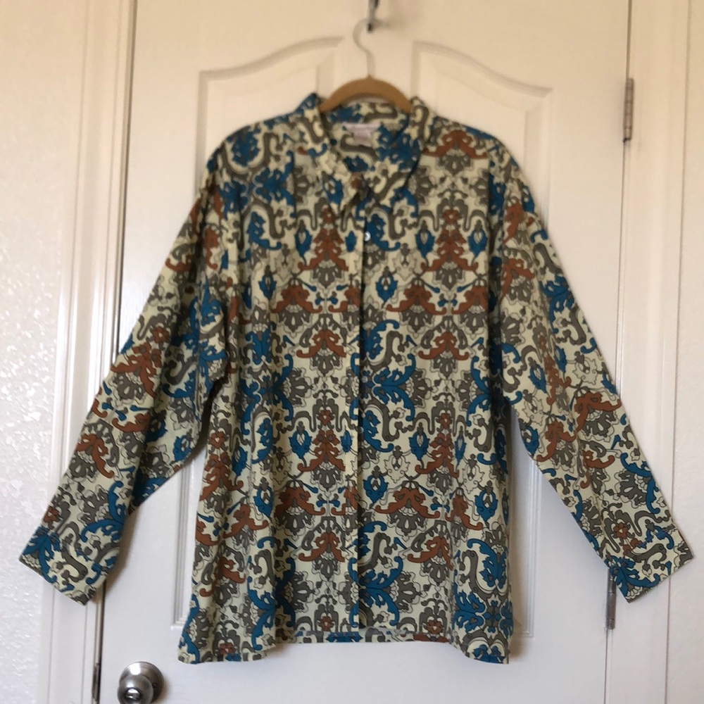 Silhouettes Woman’s 3X Multicolored Brown Shirt